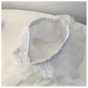 Detailed view of white pleated chiffon ruffle trimming with elastic band for summer dresses