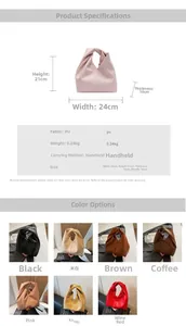 Detailed size specifications and color options for the stylish PU leather handbag