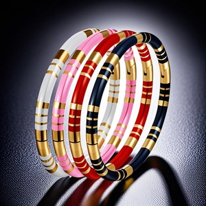 Minimalist Enamel Bangle Bracelet Stainless Steel Contrast Color Waterproof Geometric Jewelry For Women
