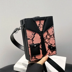 Novelty Suit Tie Design Box Crossbody Bag PU Leather Snake Zebra Print Fashion Shoulder Bag For Women