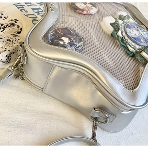 Sac ita argenté en forme d'étoile avec grande fenêtre transparente et cuir PU métallique