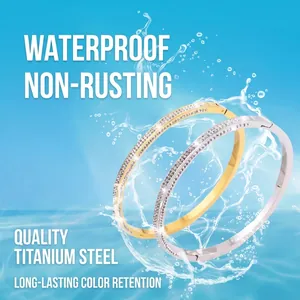Wasserdichtes Titanstahl-Armband mit Zirkonia-Steinen in Gold und Silber-Finish