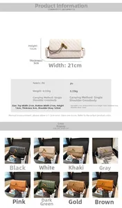 Close-up of woven texture flap and gold knot buckle on crossbody bag for women