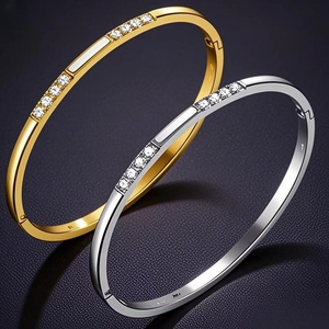 Edelstahl Strass Eingelegter Armreif Gold Silber Galvanisiert Eleganter Kunstperlmutt Schmuck Für Damen