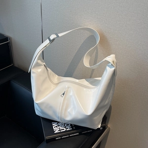 Sac Hobo En Similicuir Brillant Minimaliste Grande Capacité Sac À Épaule Sous Le Bras Bandoulière Large Réglable