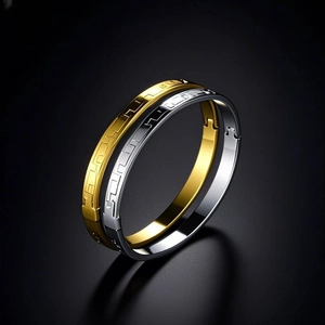 Herren Armreif Edelstahl Griechisches Mäandermuster Klappverschluss Retro Punk Mode Schmuck Täglicher Gebrauch
