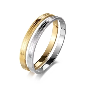 Minimalist stainless steel men's bracelets in gold and silver with geometric patterns