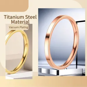 Minimalist 18K gold and rose gold titanium steel rings with vacuum plating finish