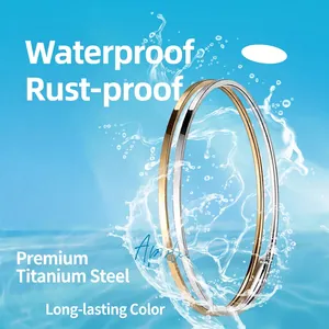 Polished stainless steel bangle set in gold and silver finish with waterproof feature