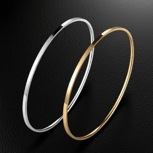 Minimalist Thin Bangle Bracelet Stainless Steel High Polished Smooth Surface Fashion Jewelry For Women Water Resistant