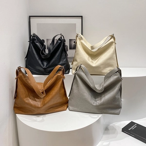 Large soft leather business tote bags in four colors for travel and daily commute