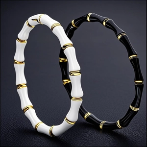Bamboo Joint Bracelet Stainless Steel Enamel Bangle Minimalist Oriental Style Waterproof Jewelry For Women