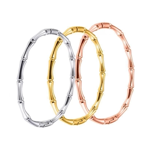 Bamboo style stackable bracelets in gold, silver, and rose gold finish for women