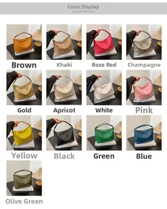 Detailed grid view showcasing 13 vibrant color options of the woven texture shoulder bag