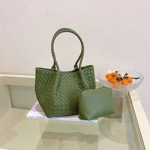 Women Woven Tote Handbag PU Leather Intrecciato Square Basket Bag With Inner Pouch Elegant Daily Commute Versatile