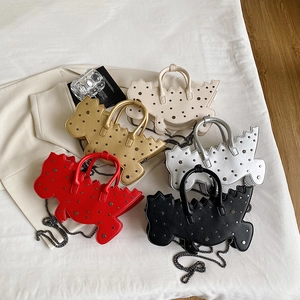 Fashion dinosaur crossbody bags with metal studs and chain straps in five trendy colors