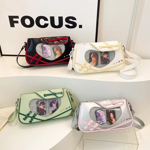 Japanese style Ita Bag with heart window and Chinese button in four trendy colors