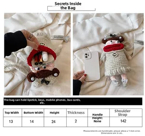 Tableau des tailles du sac au crochet montrant les dimensions et la capacité interne