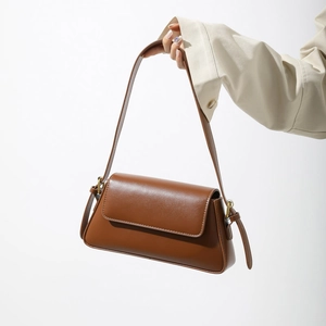 Women Baguette Underarm Bag PU Leather Minimalist Fashion Korean Style Flip Cover Magnetic Buckle Shoulder Bag