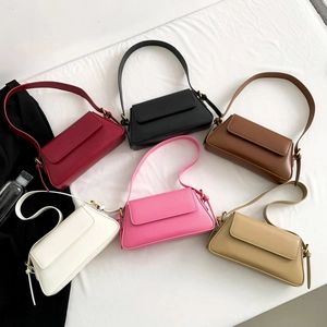 Minimalist square flap handbags in six colors with metallic hardware for women's fashion