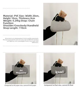 Silver sequin evening clutch bag showing size comparison with iPad and gold chain strap