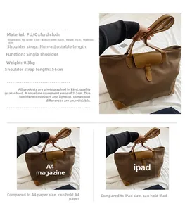 Detailed size specifications of the large capacity oxford tote bag with dimensions in cm