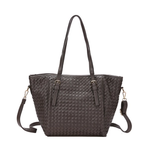 Klassische dunkelbraune große Web-Shopper Tasche aus PU-Leder mit Schultergurten