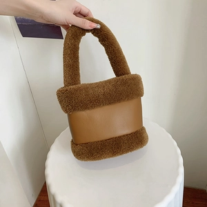 Sac Seau À Main En Peluche Pour Femme Fausse Laine D'Agneau PU Cuir Automne Hiver Mode Fluffy Petit Sac À Main