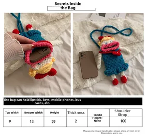 Guide des tailles pour sac en crochet fait main de 29cm de haut avec bandoulière