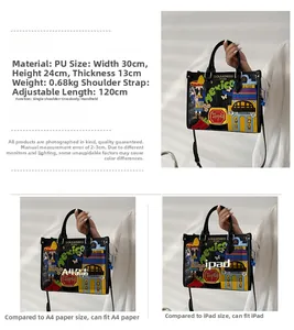 Détail du sac cabas à broderie mexicaine avec patchs cactus et vue de sa grande capacité
