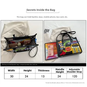 Tableau des tailles et vue de la capacité pour le sac cabas brodé au style mexicain