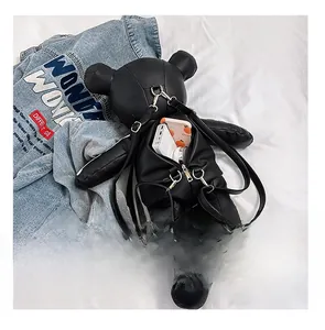 Detail view of the black bear backpack interior showing storage space for small items