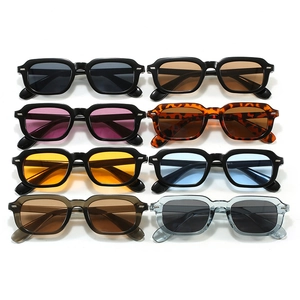 Retro rectangle sunglasses with square frames and assorted colored lenses for fashion