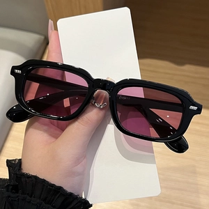 Square Sunglasses Vintage Rectangle Thick Resin Frame UV400 Protection PC Lenses Retro Fashion Trendy Eyewear For Women Men