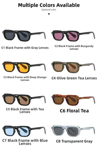 Multiple color options for retro square sunglasses with metal rivets on the frames