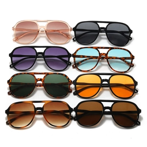 Vintage oversized leopard print aviator sunglasses with double bridge frames in eight colors