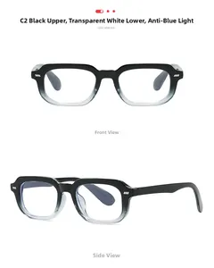 Vue détaillée des lunettes anti-lumière bleue avec monture dégradée noir et rivets