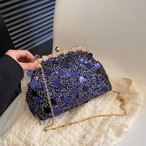 Pochette De Soirée À Paillettes Et Strass Sac Bandoulière Avec Chaîne Vintage Élégant Sac À Main Pour Femmes
