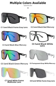 Multiple color options of wrap around cycling sunglasses with large shield lenses
