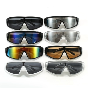 Oversized wrap-around sports sunglasses collection in various colors and mirrored lenses