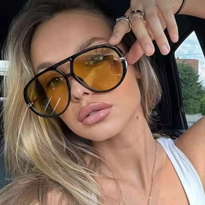 Oversized Aviator Sunglasses Plastic Frame AC Lenses UV400 Protection Fashion Eyewear For Men Women Outdoor Streetwear