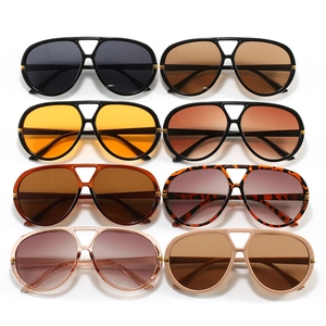 Retro oversized aviator sunglasses set with double bridge frames in multiple colors