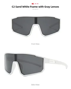 Vues avant et latérale de lunettes de soleil de sport blanches mates avec verres gris