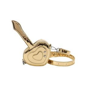 Mini borsa a tracolla a forma di cuore oro metallizzato con manico e tracolla