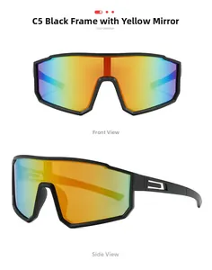Détails des lunettes de cyclisme noir mat avec verres réfléchissants orange mercure