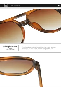 Close-up of leopard print sunglasses with integrated nose pads and metal hinges