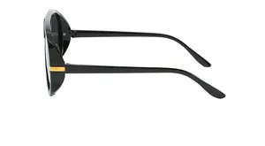 Detail show of black oversized sunglasses with elegant gold metal temple accents