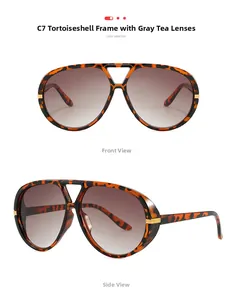 Detail of tortoiseshell aviator sunglasses with gradient lenses and gold bridge