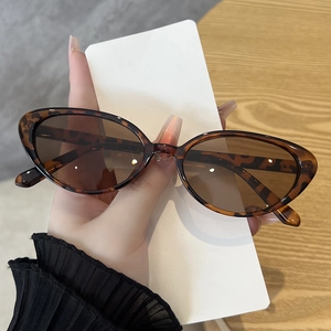 Lunettes de soleil œil de chat vintage avec monture léopard et verres dégradés marron