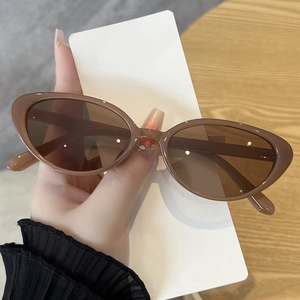 Détail de lunettes de soleil vintage œil-de-chat avec monture marron et verres dégradés